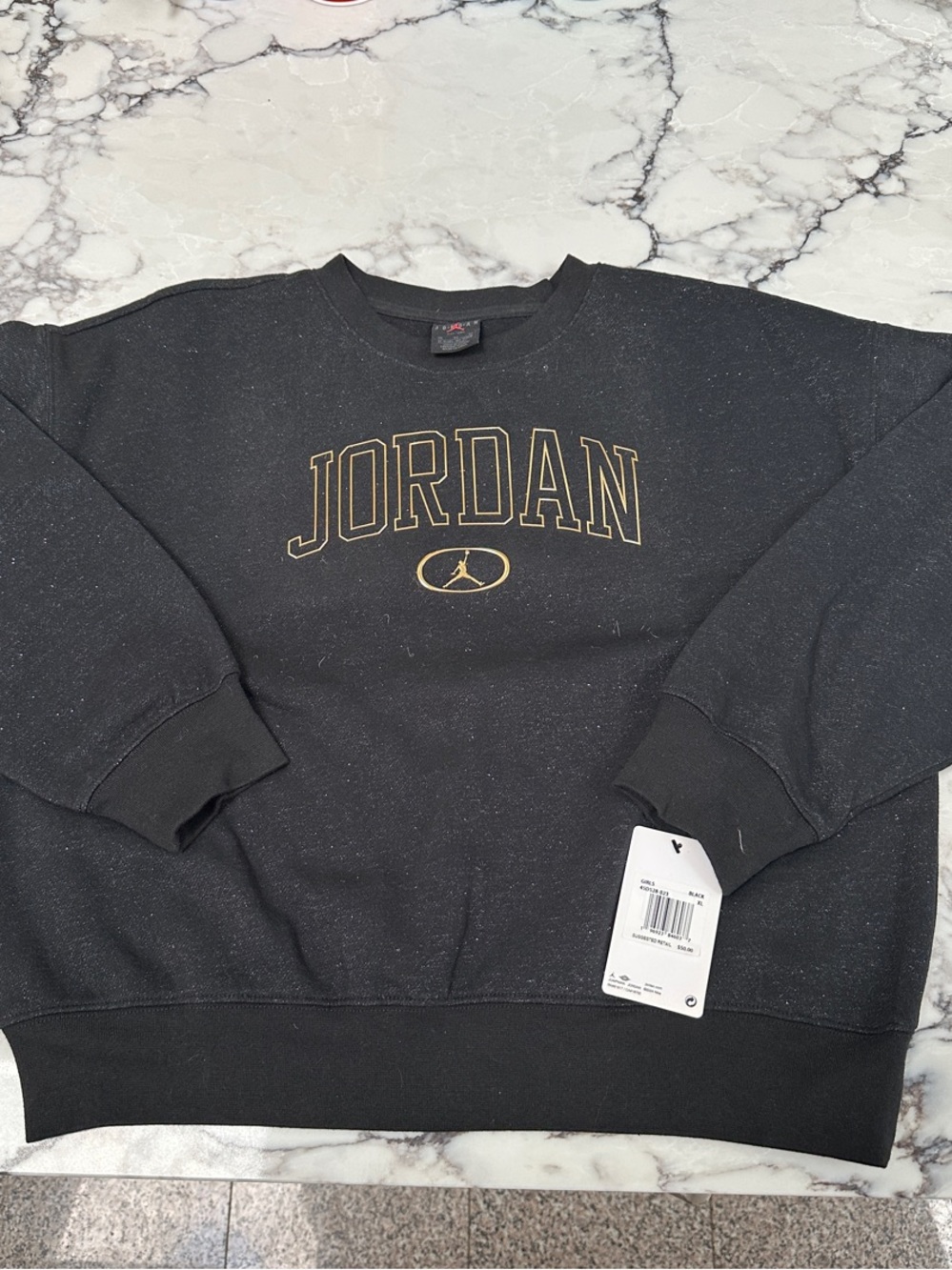 Jordan Black Sweatshirt with Gold Logo Outline